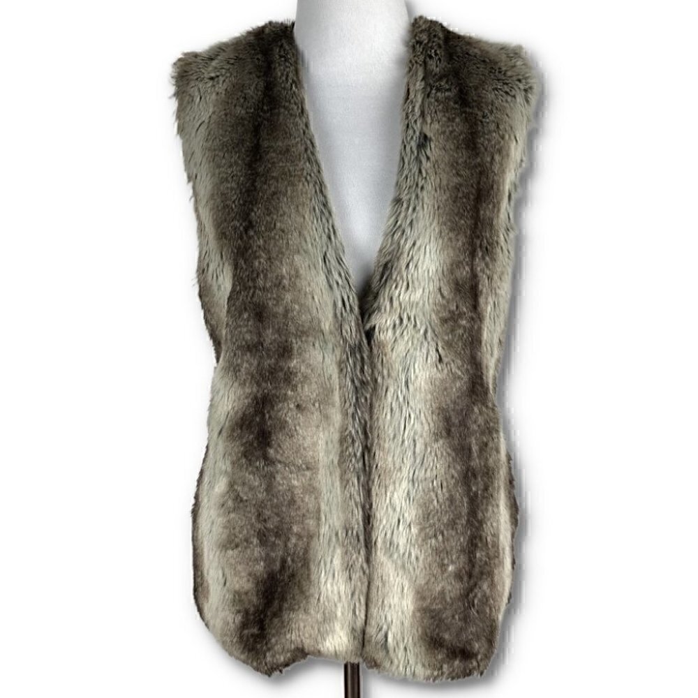 Heartloom womens vest size XS brown tan faux fur vegan